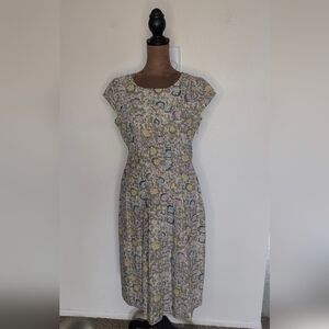 Soundgirl midi dress with a 1940s-inspired, mid-century modern vibe.